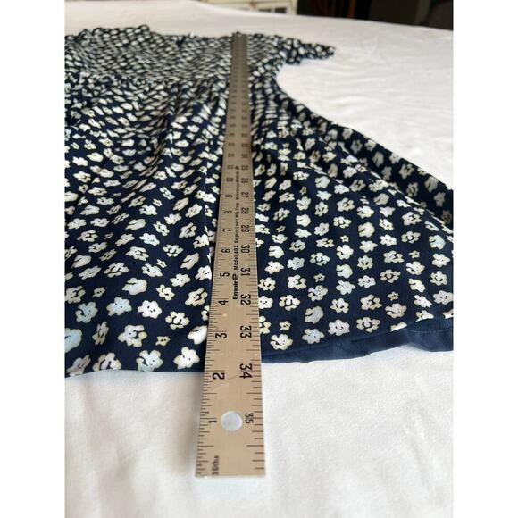 J Crew Size 0 Floral Navy Blue Tiered Dress, Style A1380, Short Sleeve, Midi - Picture 8 of 8